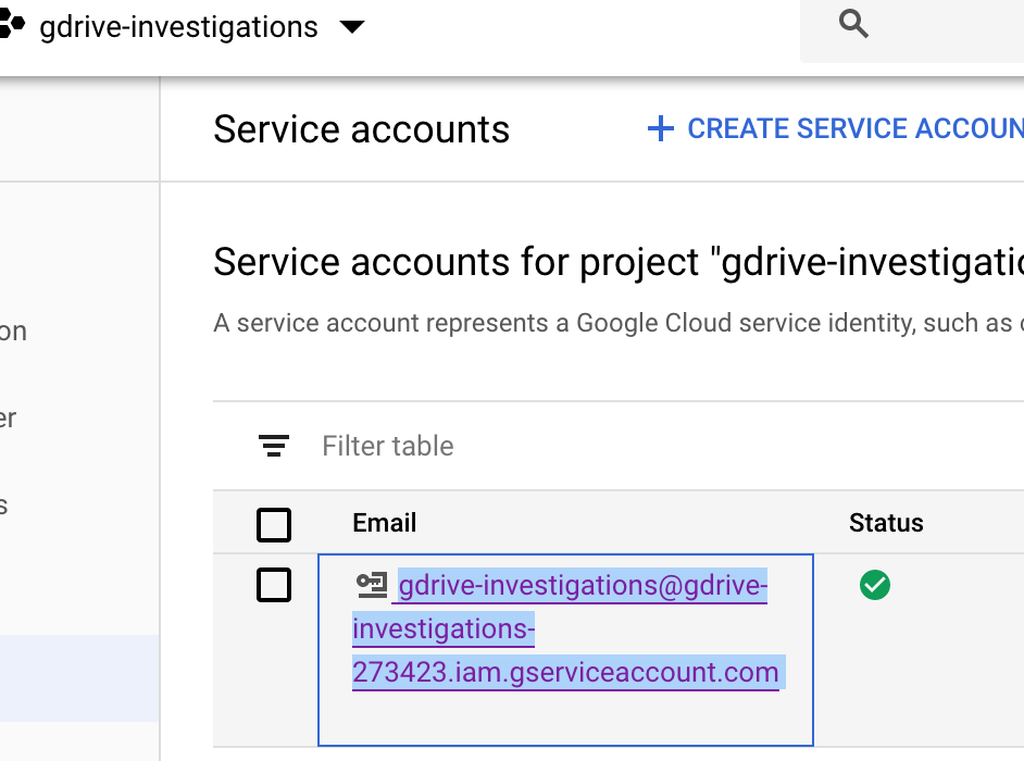 google drive api service account